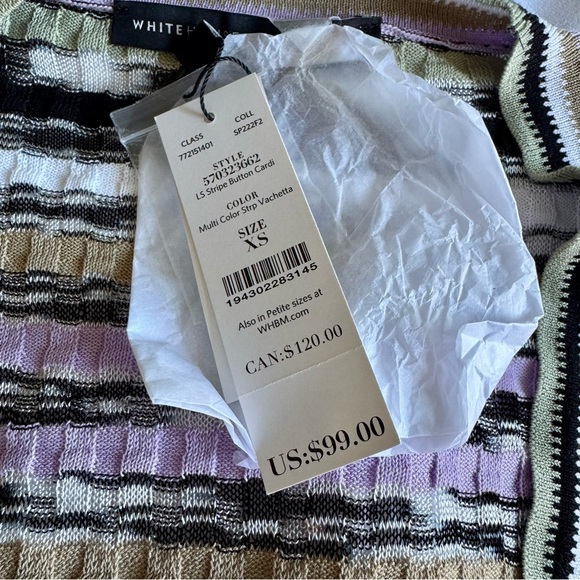 WHBM Multi-Stripe Cardigan Purple Sz XS - Picture 5 of 10